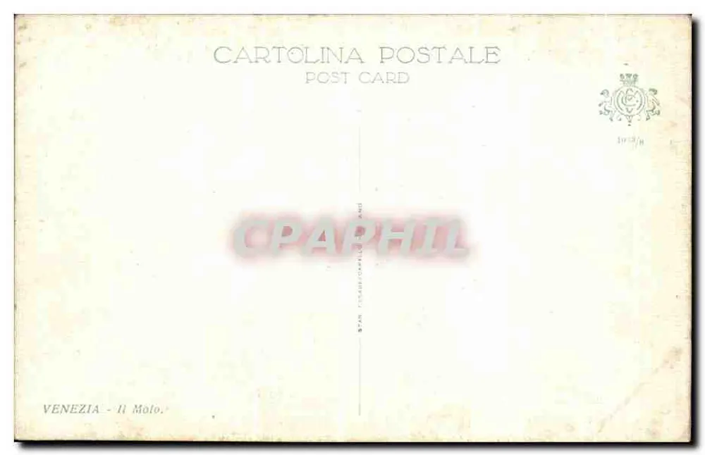 Veneza - O Môle — edição Cartolina Postale - Verso