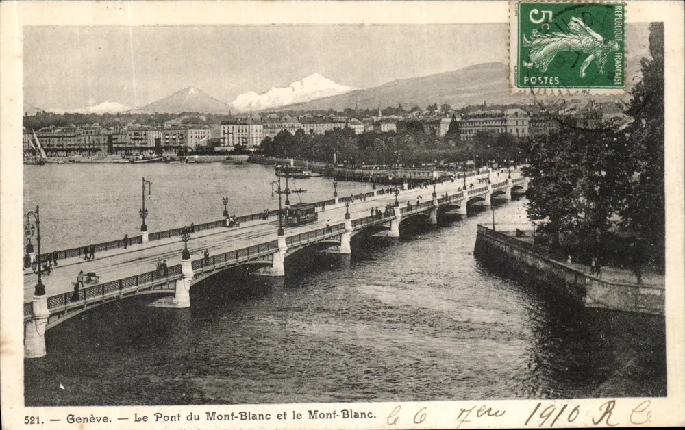 Genf — Brücke Mont-Blanc und der Mont-Blanc — PH. 521 - Vorderseite