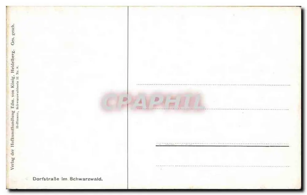 Dorfstraße no Schwarzwald — cena de aldeia — Hoffmann, Heidelberg - Verso