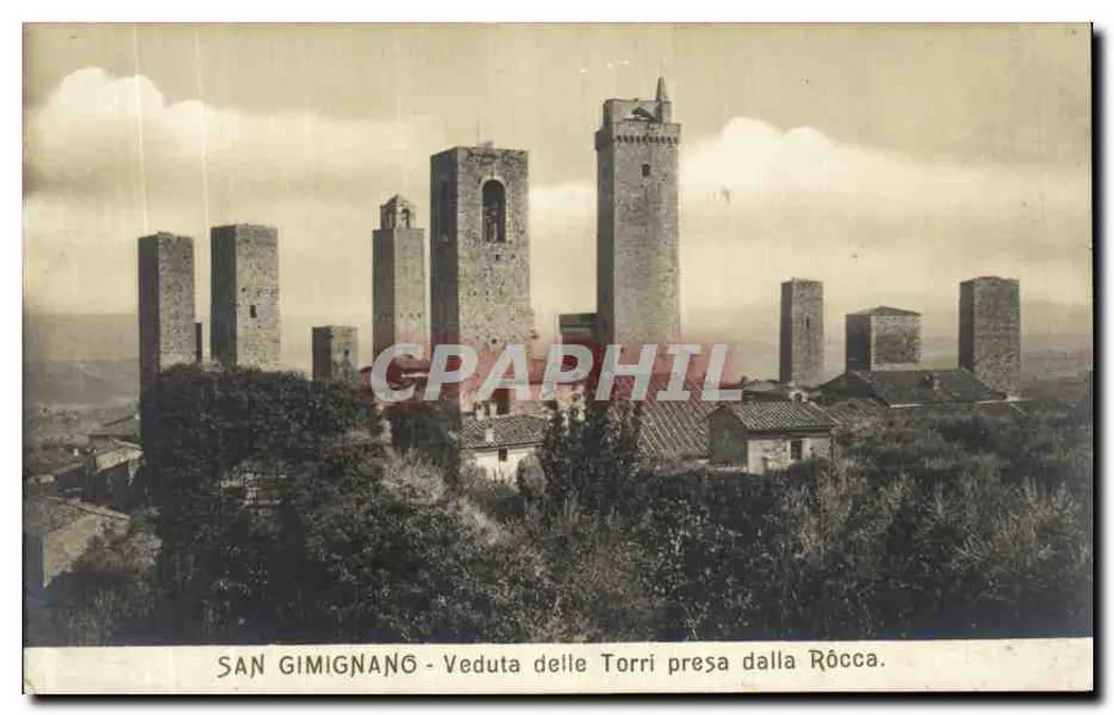 San Gimignano - Ansicht der Türme von der Rocca — Ed. G. Dal Taglio - Vorderseite