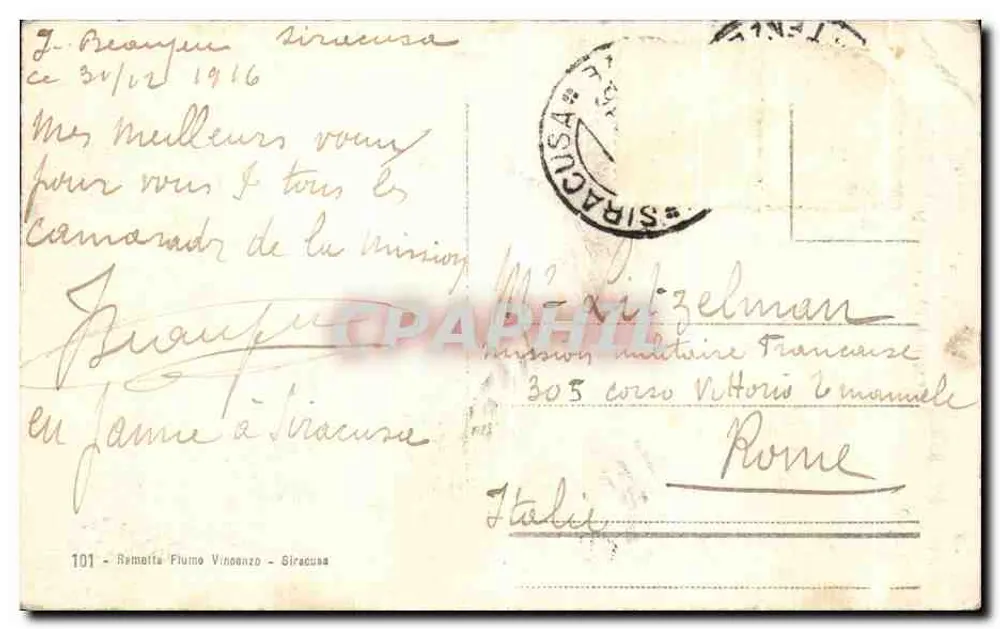 Orecchio di Dionisio — Siracusa — Editore: Reimorte Flumo Vincenzo, n° 101 - Verso