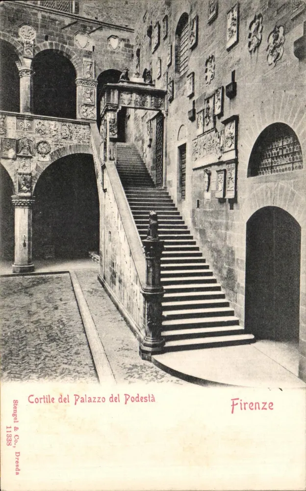 Hof des Palazzo del Podestà — Florenz — Stengel & Co., Dresden, Nr. 11838 - Vorderseite