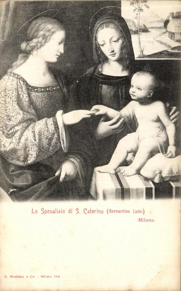 Die Hochzeit der hl. Katharina — Werk von Bernardino Luini — Verlag G. Mudiano e Co, Nr. 134 - Vorderseite