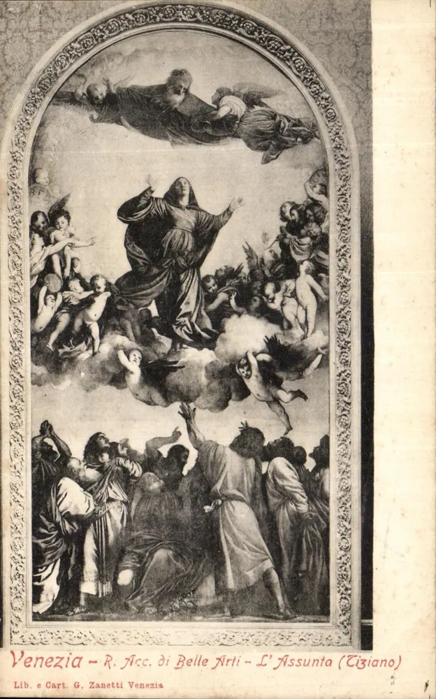 Venedig - R. Acc. di Belle Arti - L'Assunta (Tiziano) - Lib. e Cart. G. Zanetti Venedig - Vorderseite