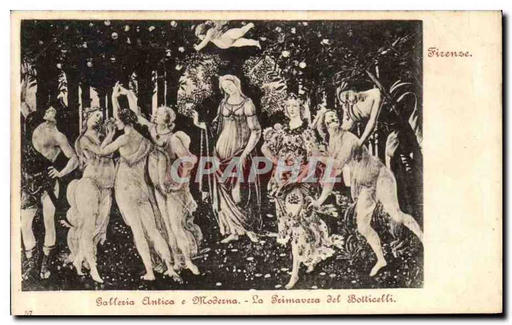 La Primavera des Botticelli — Galleria Antica e Moderna — Fizense. - Vorderseite