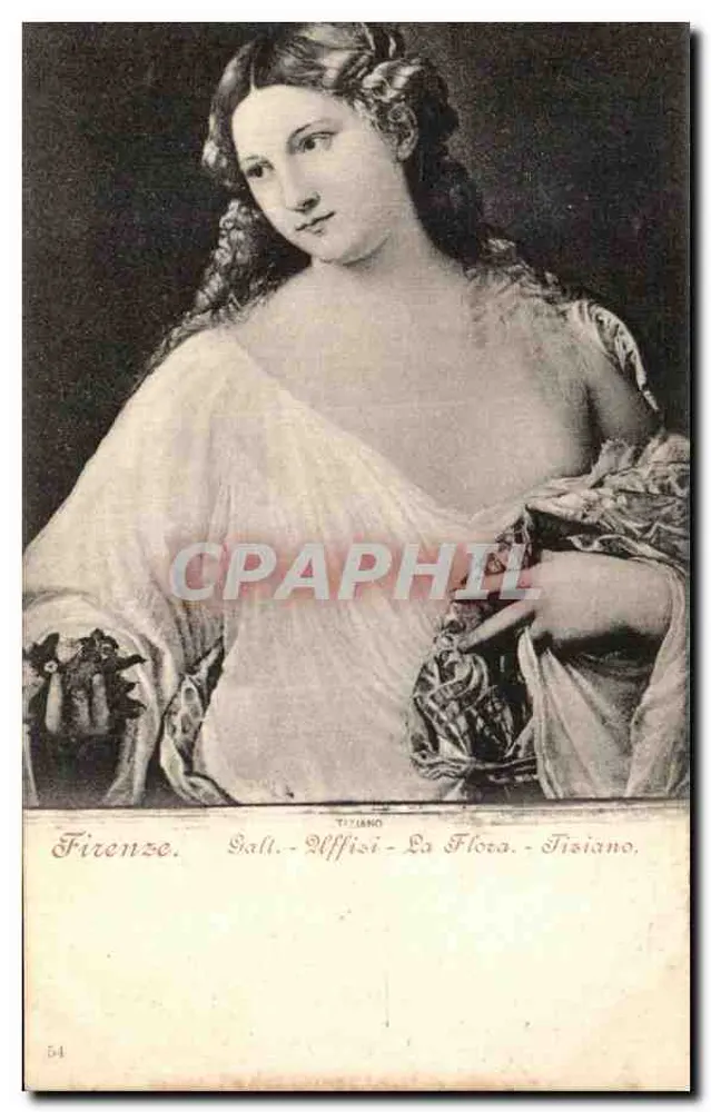 La Flora — pintura de Tiziano — Galeria dos Uffizi, Florença - Frente
