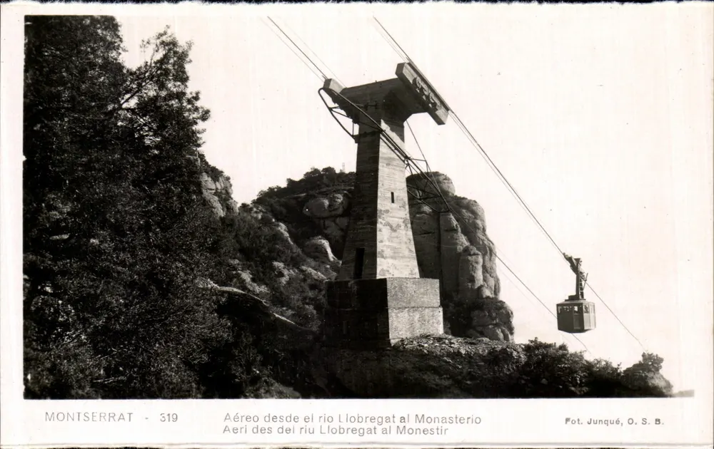 Montserrat — Seilbahn vom rio Llobregat zum Kloster — Fot. Junqué, O. S. B. n° 319 - Vorderseite