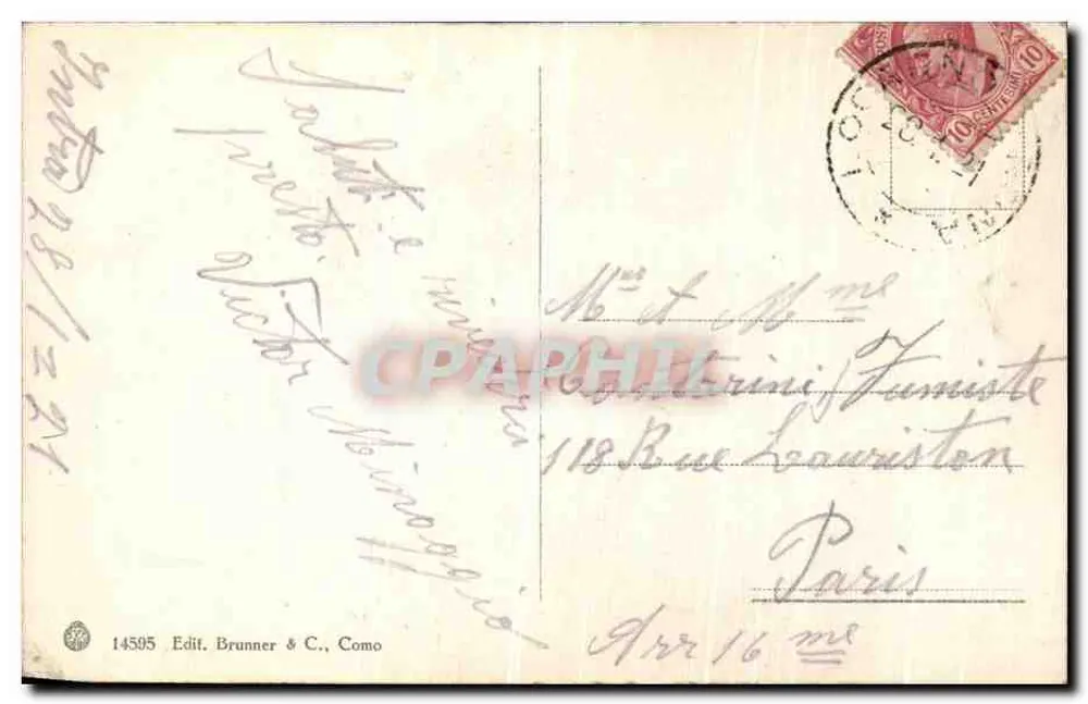 Lago Maggiore - Intra - Corso XX Settembre — Editora Brunner & C., Como, n° 14595 - Verso