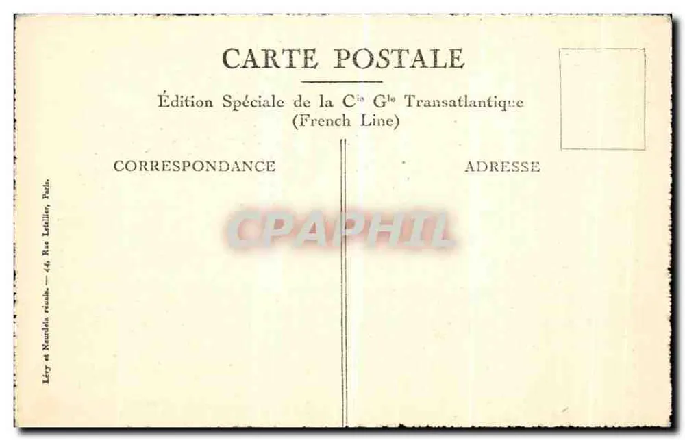 Paquebot "SUFFREN" — Uma Cabine — Typical State Room - Verso