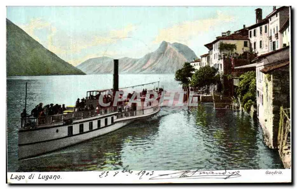 लुगानो के झील — गांद्रिया के दृश्य वैपर के साथ — एडिटर कुंजली-टोबलर, नंबर 1161 - आगे