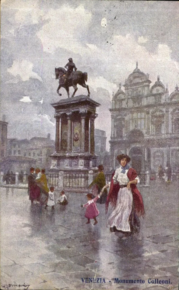 Veneza — Monumento Colleoni — gravura de R. D'Amico, editor Tecnomafica Milão - Frente