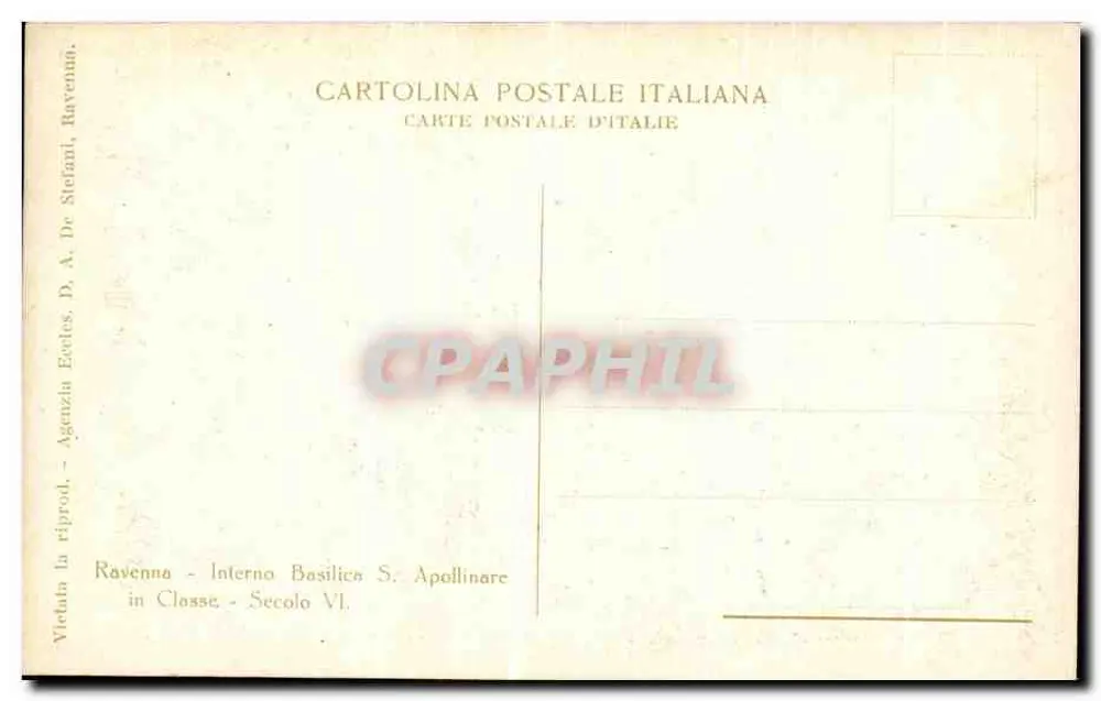 Innenansicht der Basilika Saint Apollinaire — Ravenna — Verlag D. A. De Stefan, Klasse VI - Rückseite