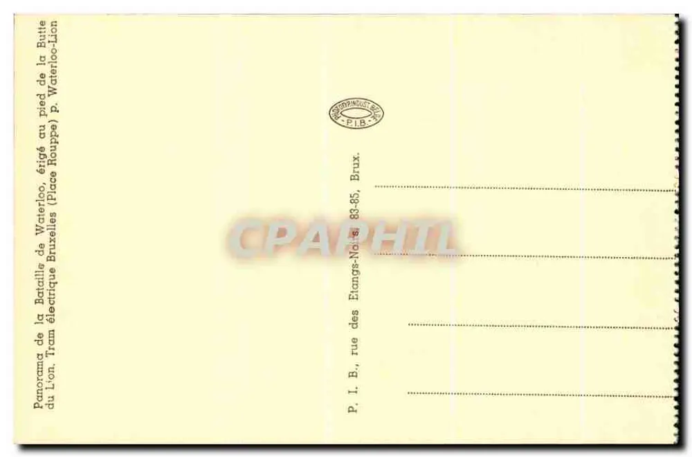Schlacht von Waterloo — Panorama der Schlacht — Verlag P.I. B. Brüssel - Rückseite