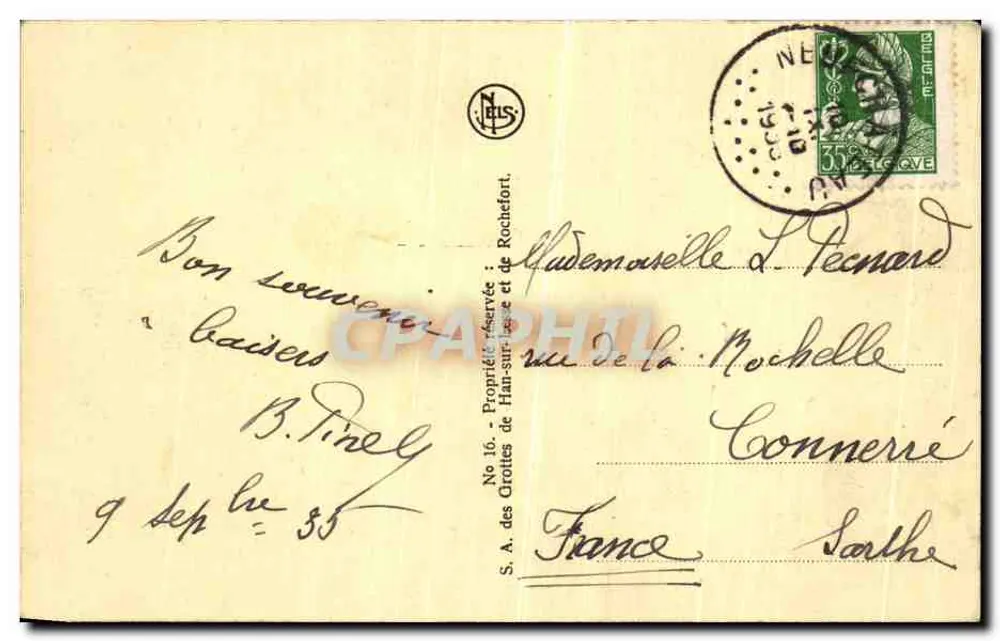 Grutas de Han — La Sala del Precipicio — Editor J. Leus, n° 16 - Reverso