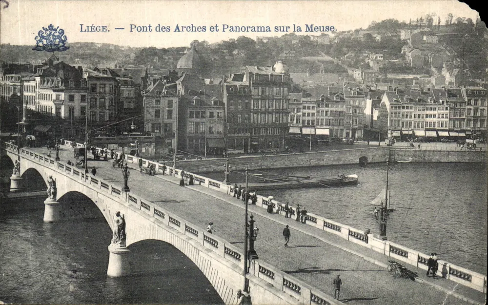 Liège — Brücke der Bögen und Panorama über die Maas — Verlag Grand Bazar, Place Saint-Lambert - Vorderseite