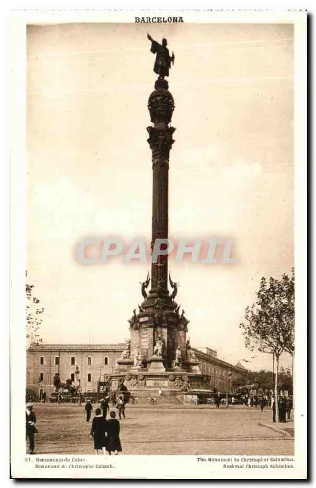 Barcelona — Monumento a Cristóvão Colombo — L. Roisin, fot. - Barcelona - Frente