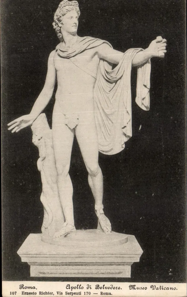 Apollon de Belvédère — estátua no Museu Vaticano — Ernesto Richter, Via Serpenti 170, Roma - Frente