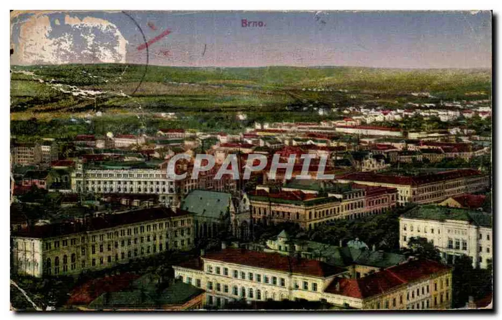 Luftansicht von Brno — Verlag 'Brno.' gedruckt oben rechts - Vorderseite