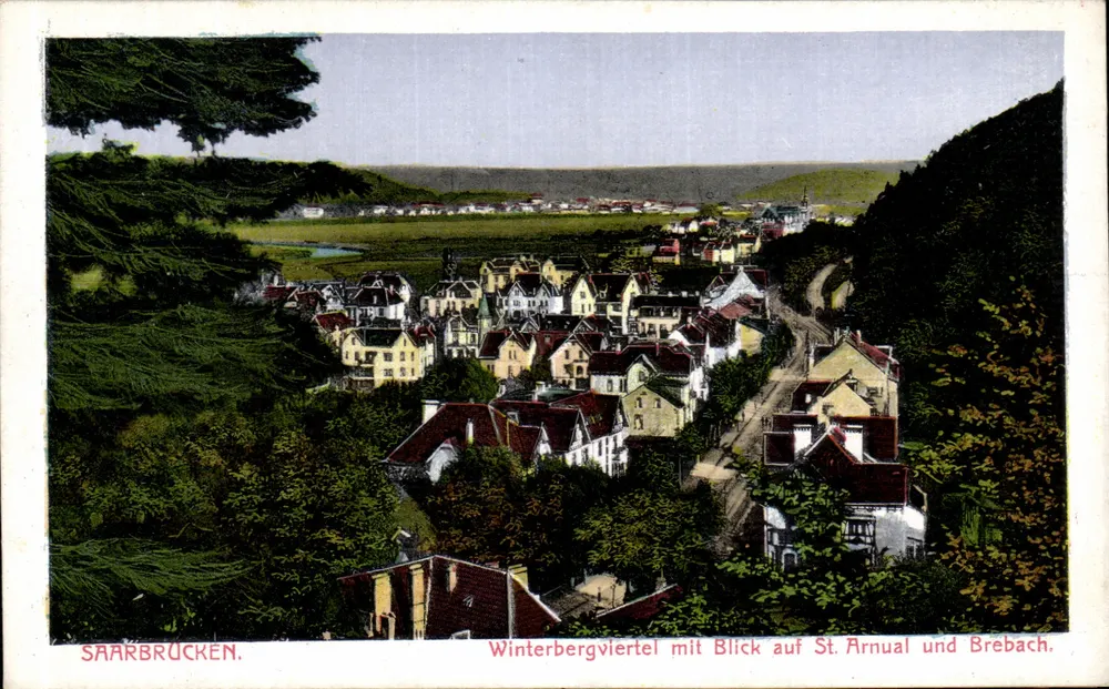 Saarbrücken — Winterbergviertel mit Blick auf St. Arnual und Brebach — Verleger nicht sichtbar - Vorderseite