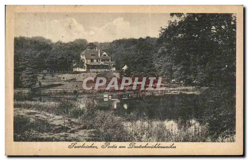 Saarbrücken, Partie am Deutschmühlenweiher — Forsthaus Deutsch-Mühlenweiher, Verlag A. Ibach, Nr. 3 - Vorderseite