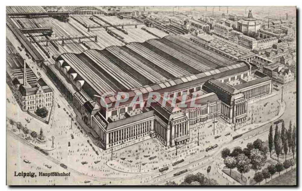 Leipzig, Estação Central — vista aérea — Kunstverlag G. Friedrich, Leipzig 873 - Frente