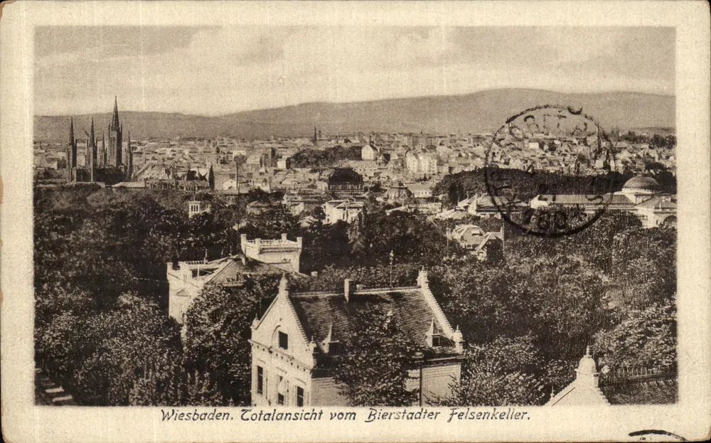 Wiesbaden — Panoramablick vom Bierstadter Felsenkeller — anonymer Verlag, Nr. 11 - Vorderseite