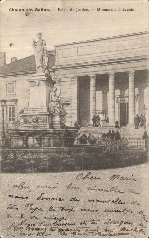 Chalon-sur-Saône — Palast der Gerechtigkeit — Denkmal Thévenin - Vorderseite