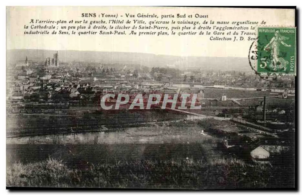 Sens (Yonne) - Allgemeiner Blick, südlicher und westlicher Teil — Sammlung J. D. Sen - Vorderseite