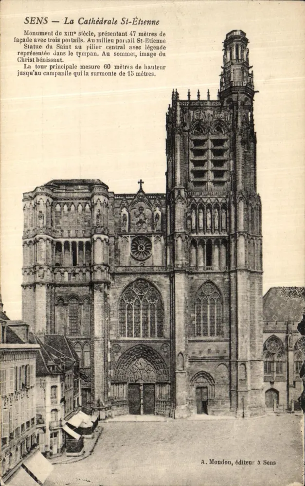 Sens — A Catedral Saint-Étienne — A. Mondou, editor em Sens - Frente