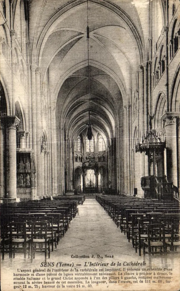 SENS (Yonne) — O Interior da Catedral — Coleção J. D., Sens - Frente