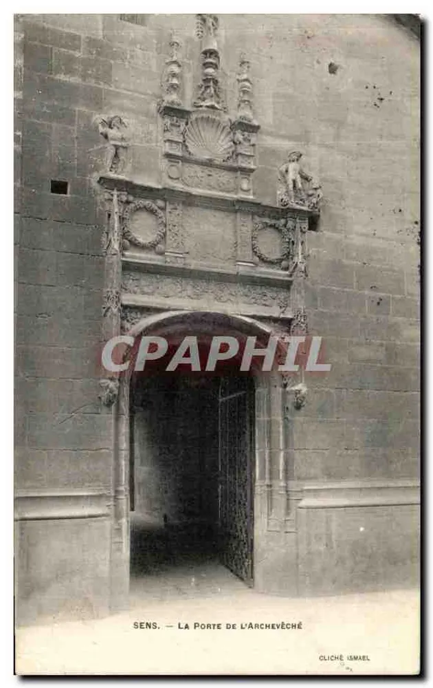 앤티크 엽서 Sens La porte De l Archeveche - 앞면