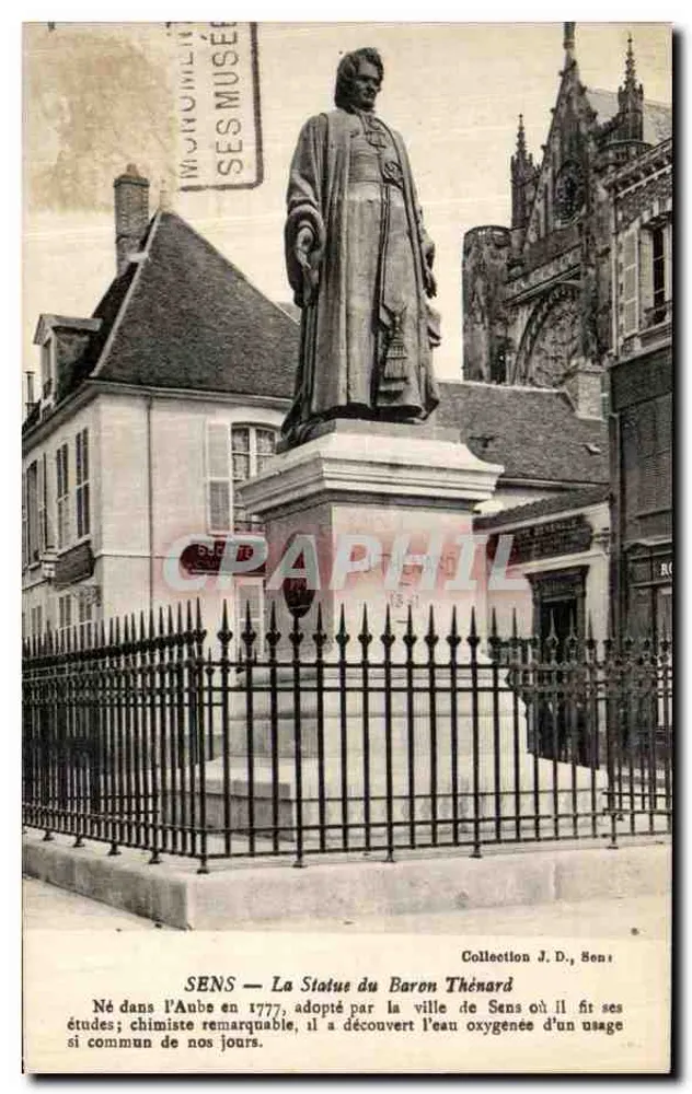 SENS — A Estátua do Barão Thénard — Coleção J. D., Sens - Frente