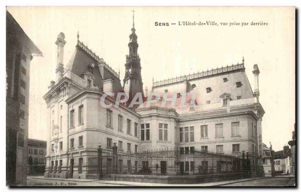 Sens — Das Rathaus, Ansicht von hinten — Sammlung J. D., Sens - Vorderseite