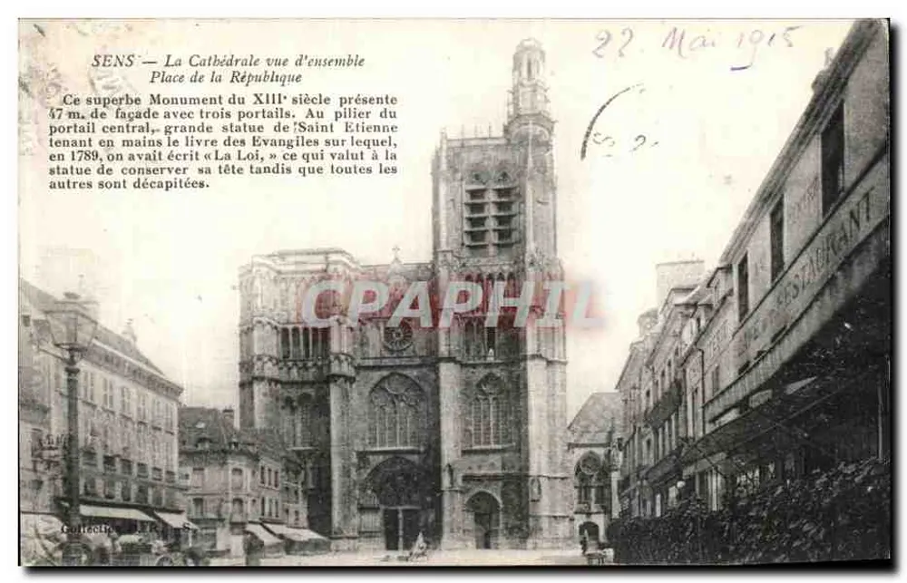 Sens — Die Kathedrale im Gesamtbild — Place de la République — Sammlung von F. R. S. - Vorderseite