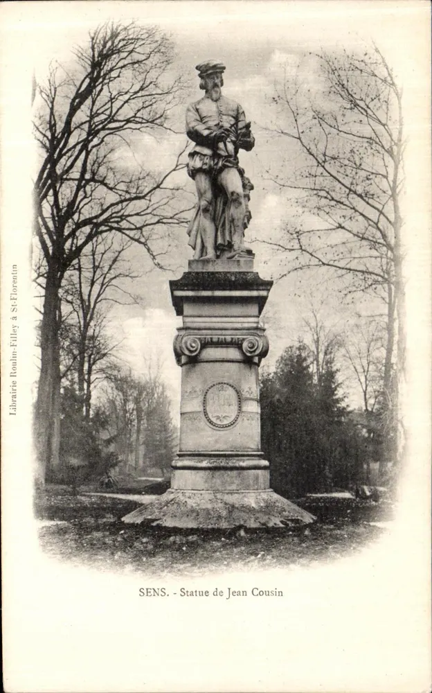 Sens - Estátua de Jean Cousin — Livraria Roulin-Filley em St-Florentin - Frente