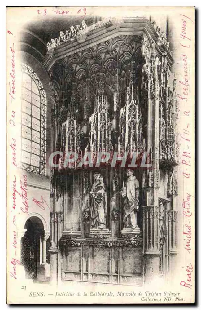 SENS — Innenansicht der Kathedrale, Mausoleum von Tristan Salazar — Sammlung ND. Fot. - Vorderseite