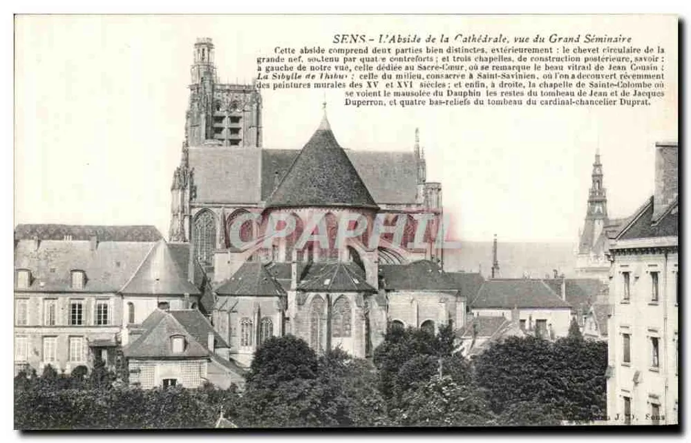 Sens — Die Apse der Kathedrale, Blick vom Grand Seminary - Vorderseite