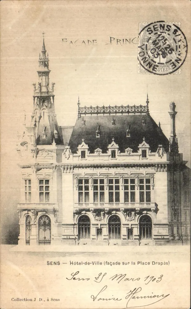 SENS — Rathaus (Fassade auf dem Platz Drapès) — Sammlung J.D., aus Sens - Vorderseite