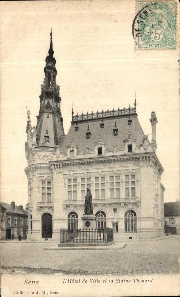 Sens — Das Rathaus und die Statue Thénard — Sammlung J. D., Sens - Vorderseite