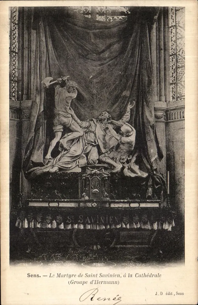 Sens — Das Martyrium des Heiligen Savinien, in der Kathedrale (Gruppe von Hermann) — Verlag J.D., Sens - Vorderseite