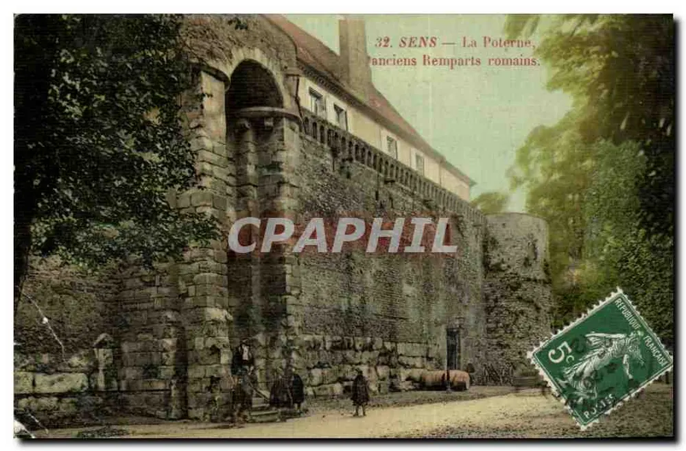 Sens — La Poterne, alte römische Mauern — éditeur : SENS — n° 32 - Vorderseite