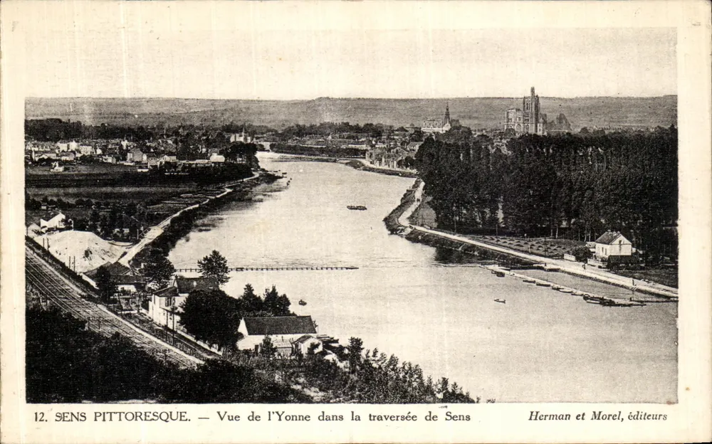 Pittorelle — Ansicht der Yonne bei der Durchfahrt von Sens — Herman et Morel, Verleger - Vorderseite