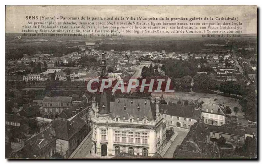 SENS (Yonne) — Panorama der nördlichen Teil der Stadt (Ansicht aus der ersten Galerie der Kathedrale) — Colkelon J. D. Sens - Vorderseite