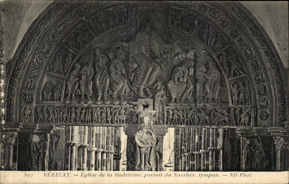 Vézelay — Kirche der Madeleine, Portal des Narthex, Tympan — ND Fotografie - Vorderseite