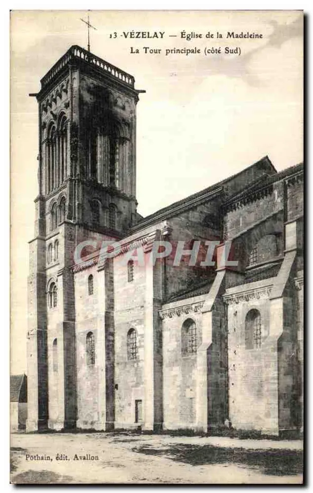 Vézelay — Kirche der Madeleine — Der Hauptturm (Südseite) - Vorderseite