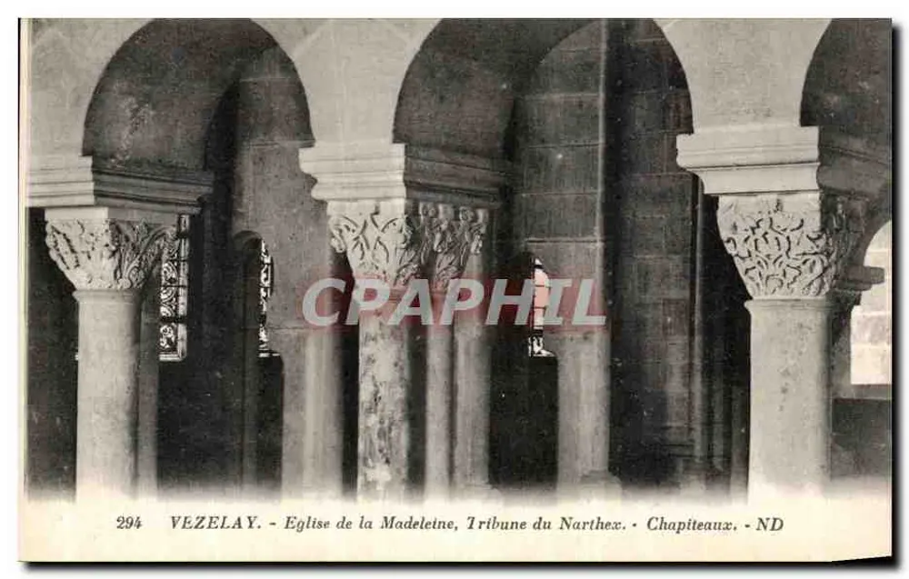 Vézelay - Kirche der Madeleine, Tribune des Narthex. Kapitelle - ND - Vorderseite