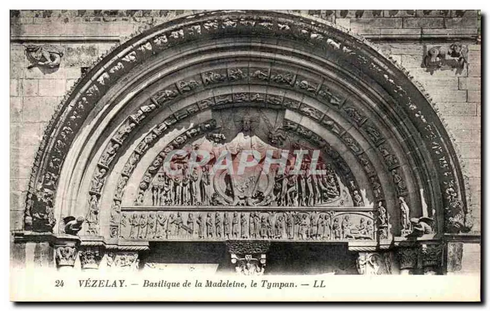 Vézelay — Basilika der Madeleine, das Tympanon — LL - Vorderseite
