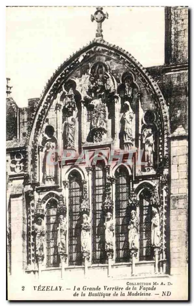 Vézelay — Die große Glasfenster der Fassade der Basilika Sainte-Madeleine — Collection M. A. D. - Vorderseite