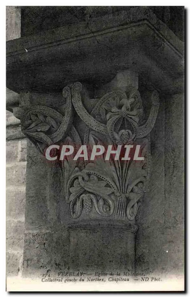 Vézelay — Kirche der Madeleine, linke Seite des Narthex, Kapitell — ND Pbot. - Vorderseite