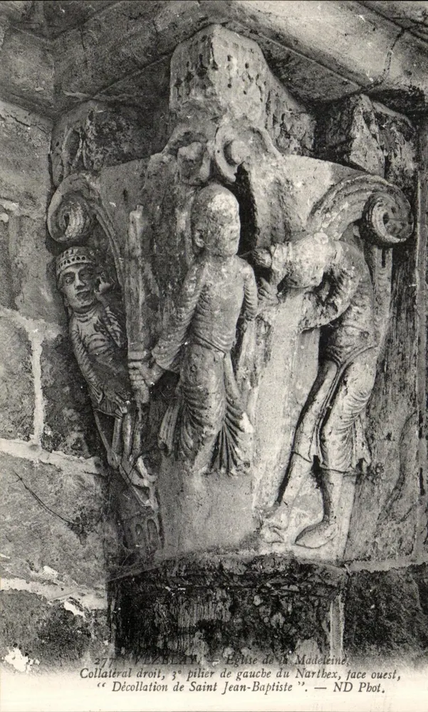 Vezelay — Kirche der Madeleine, rechte Seite, 3. linker Säulen des Narthex, westliche Seite — Enthauptung des Heiligen Johannes des Täufers — ND Phot. - Vorderseite